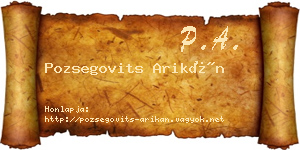 Pozsegovits Arikán névjegykártya